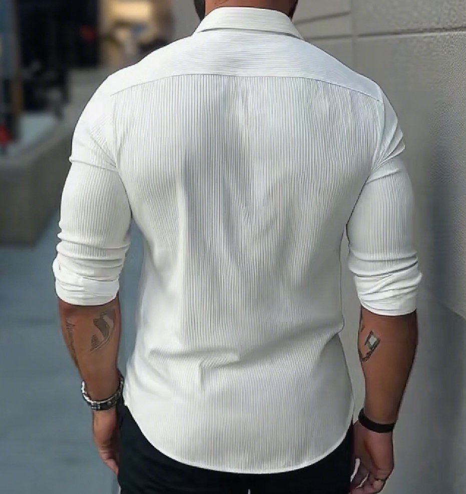 【24-hodinové doručení】Pánská košile s dlouhým rukávem a stojáčkem v jednobarevném provedení 02801063Z