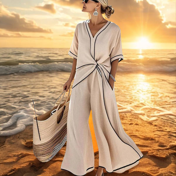 Joanna – Elegantní Kombinéza s Kontrastním Lemováním