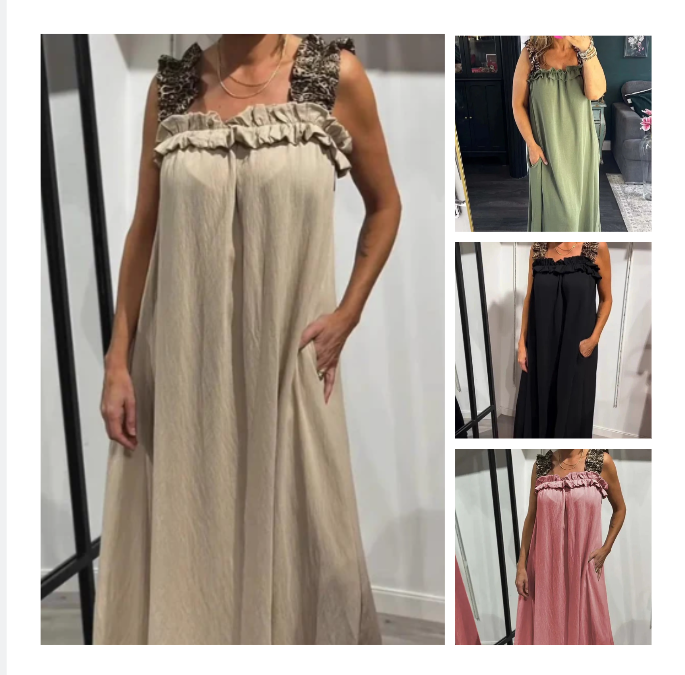 Klara | Lehká Maxi Šaty na Ramínkách s Kapsami