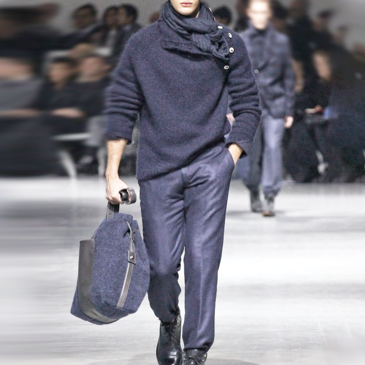 Pánský svetr s dlouhým rukávem a knoflíky v jednobarevném provedení 21588765Z