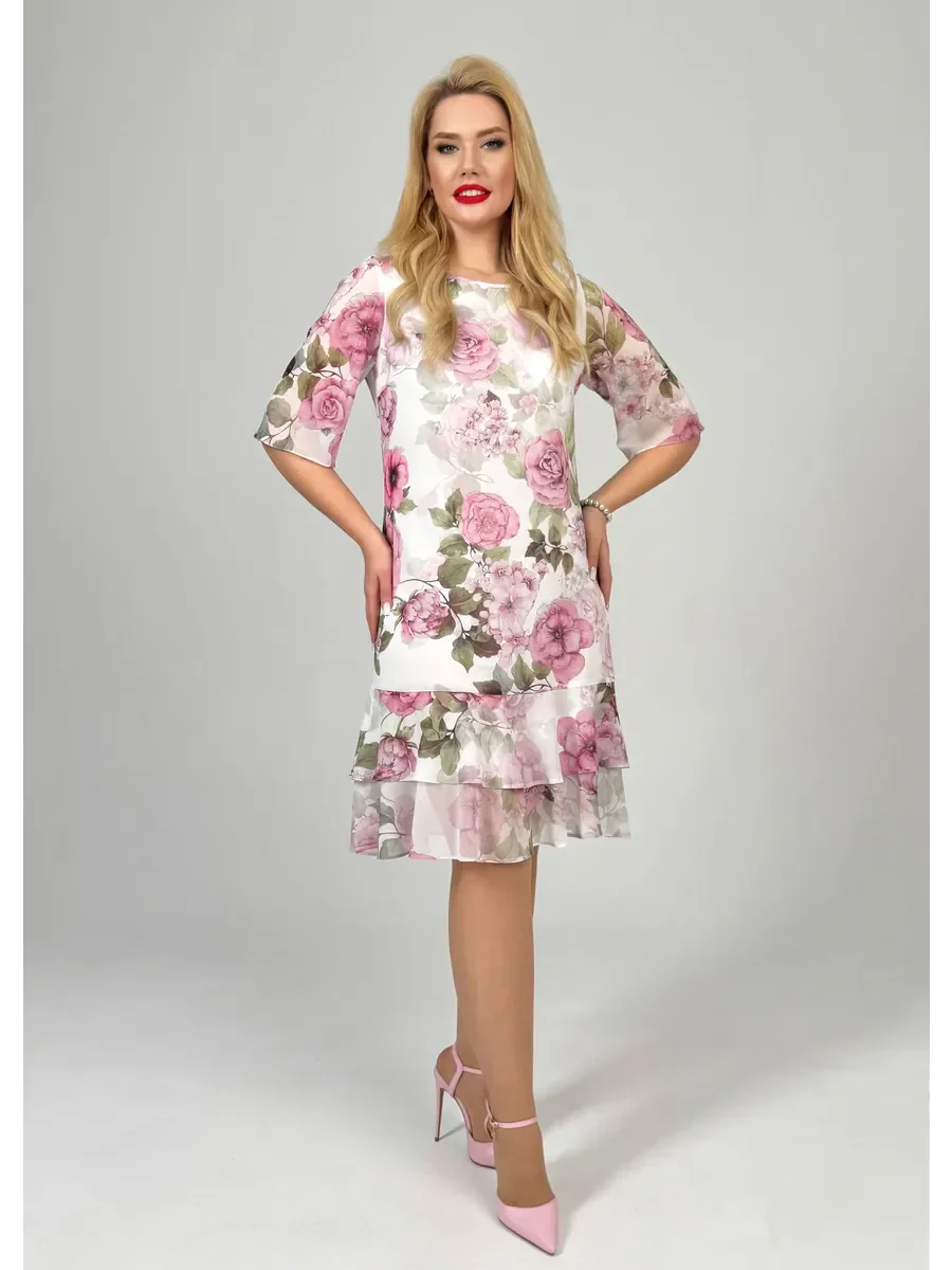 Samanta | Letní volná šaty s kulatým výstřihem a krátkým rukávem