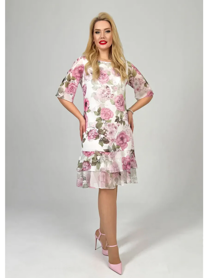 Samanta | Letní volná šaty s kulatým výstřihem a krátkým rukávem