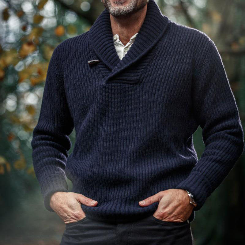 Pánský Vintage Klasický Svetr s Dlouhým Rukávem v Jednobarevné Barvě 89732685M