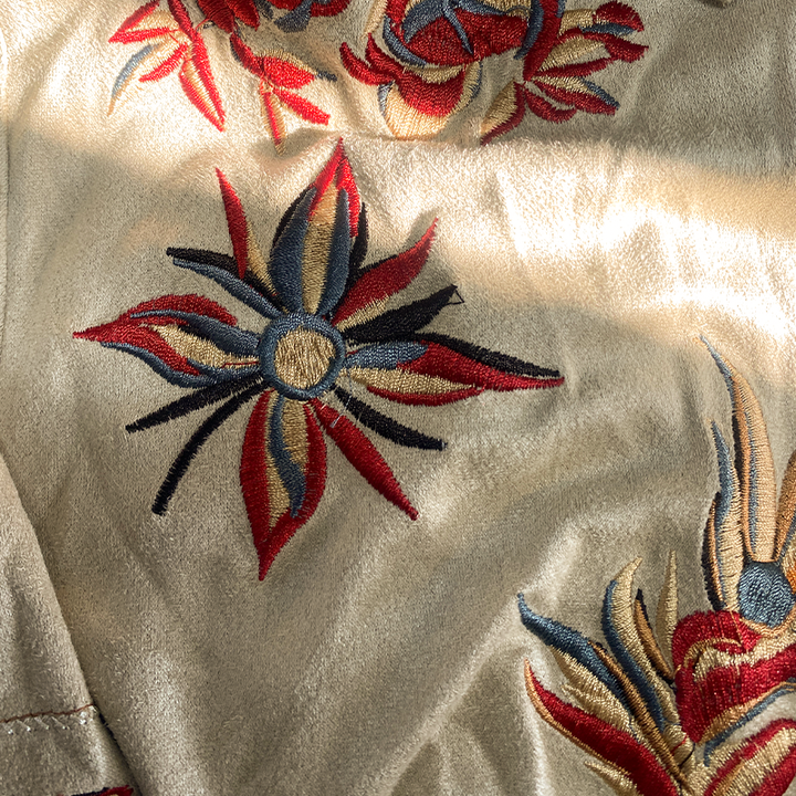 【24-hodinové odesílání】Pánská košile s krátkým rukávem v retro western stylu, semišová, vyšívaná, na jaro/léto MTA1533D2K