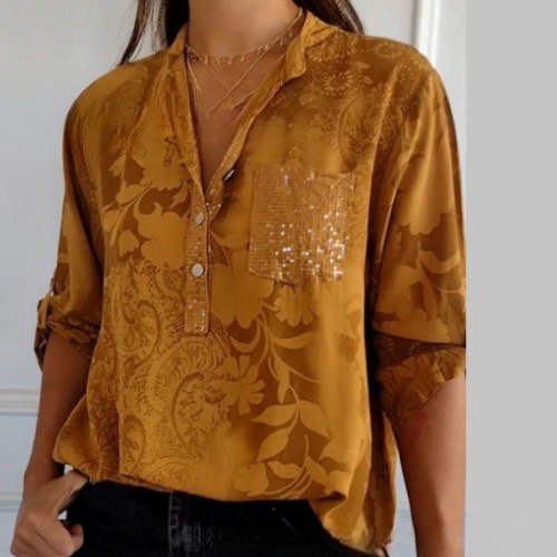 Stefania | Nadčasová Košile s Potiskem, Límcem a Knoflíky