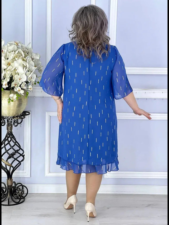 Wioletta | Elegantní midi šifonové šaty s záhyby