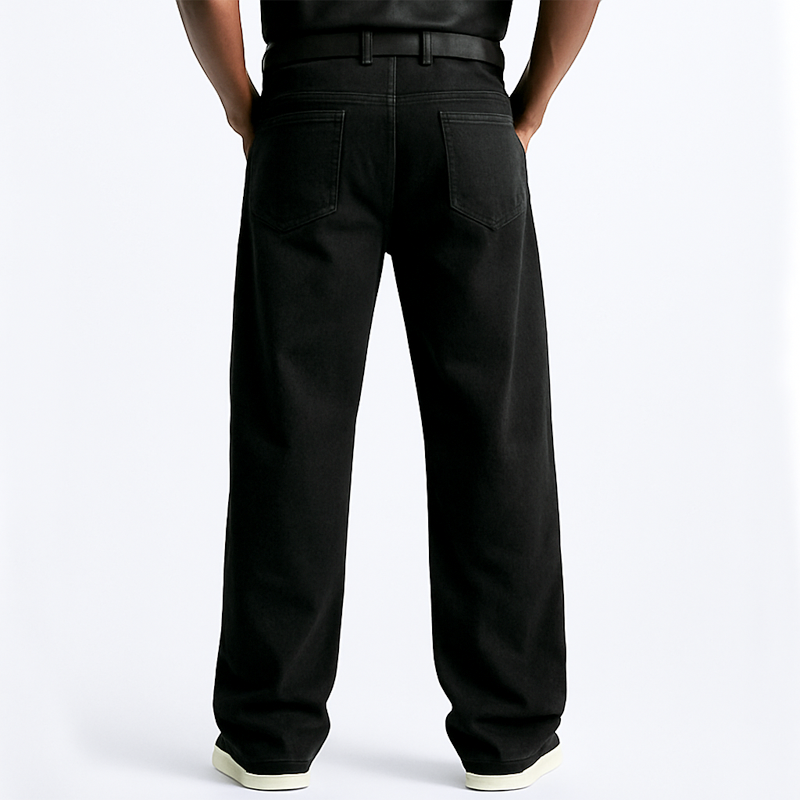 Pánské Stylové Černé Džínové Kalhoty se Zipem MTA0710H4U