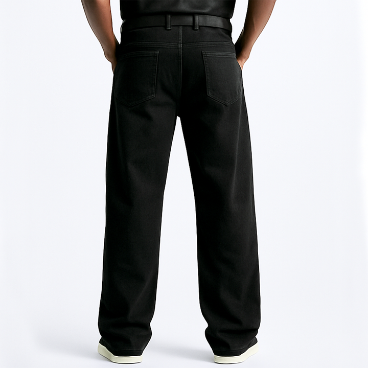 Pánské Stylové Černé Džínové Kalhoty se Zipem MTA0710H4U