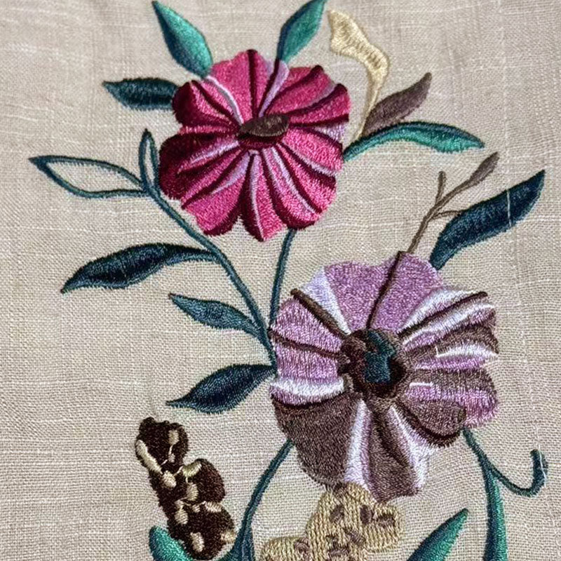 Pánská Volná Košile s Lněným Vyšíváním a Dlouhým Rukávem 13095416M