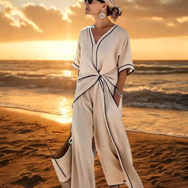 Joanna – Elegantní Kombinéza s Kontrastní Lemovkou