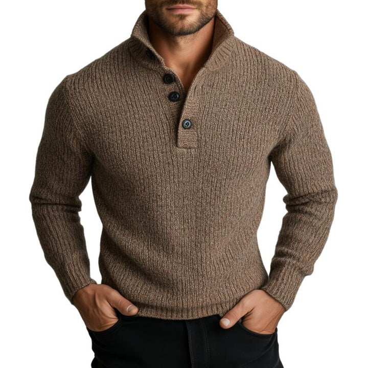 Pánský Vintage Hladký Svetřík s Polo Límcem Slim Fit s Dlouhým Rukávem MTA2756H8M