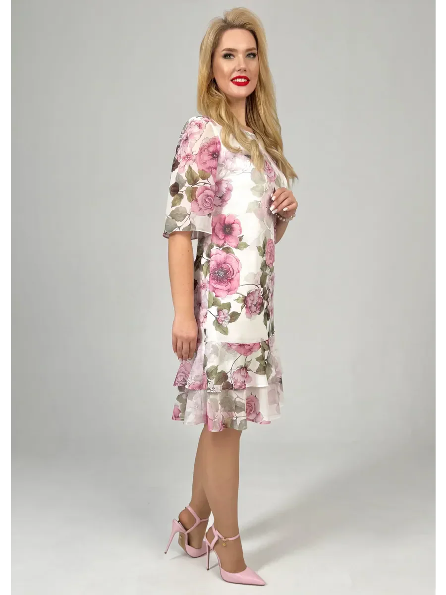 Samanta | Letní volná šaty s kulatým výstřihem a krátkým rukávem