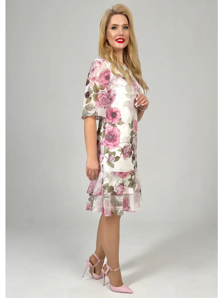 Samanta | Letní volná šaty s kulatým výstřihem a krátkým rukávem