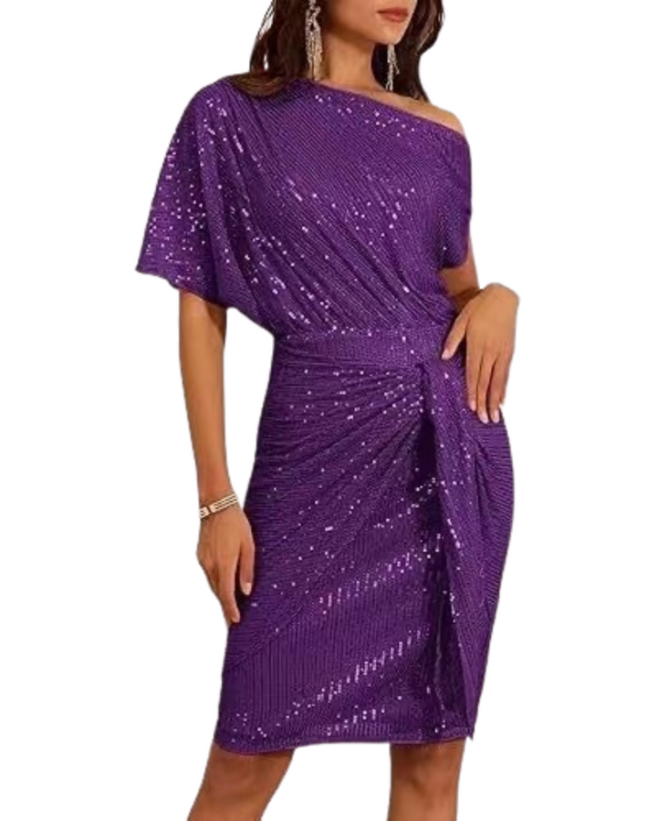 Klaudia | Šaty na Jedno Rameno s Flitry na Párty