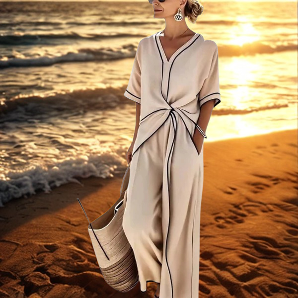 Joanna – Elegantní Kombinéza s Kontrastní Lemovkou