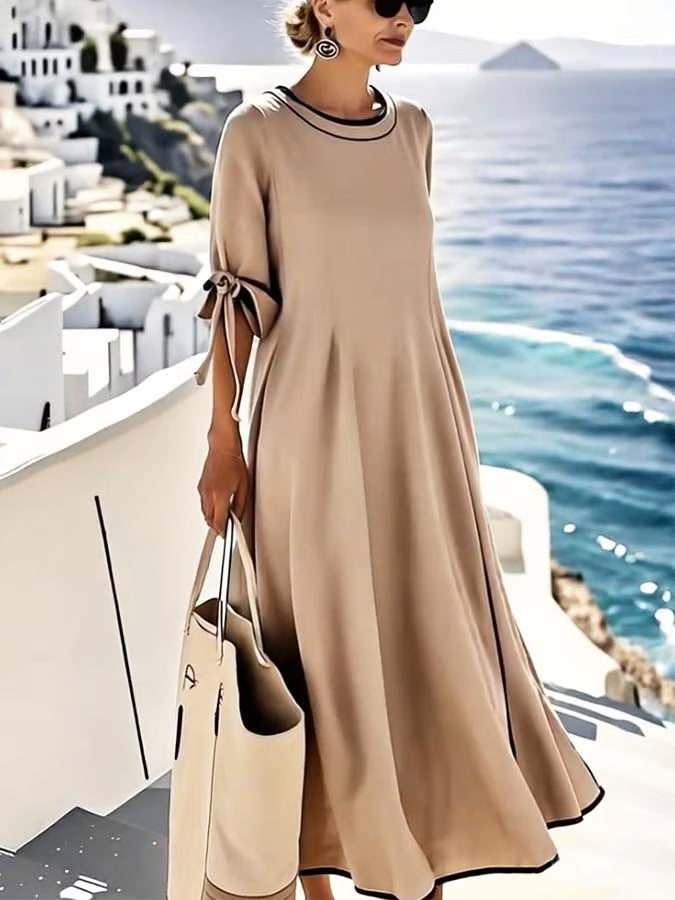 Amira – Volná Šaty s Uvázáním a Pásky