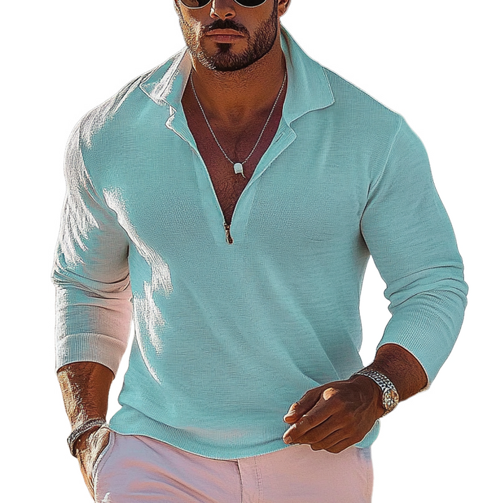 Pánský Pletený Svetr v Jednoduché Barvě s Volným Střihem a Zipem MTA2409G2X