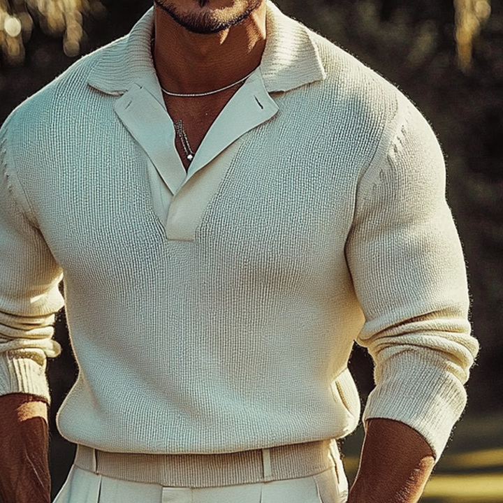 Pánský Pletený Svetr v Jednoduché Barvě s Volným Střihem MTA2768H6X