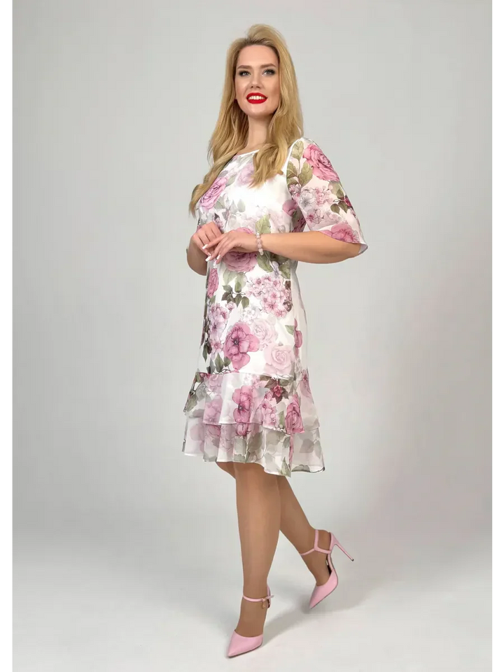 Samanta | Letní volná šaty s kulatým výstřihem a krátkým rukávem