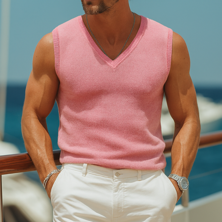 Pánská Móda Jednoduchá Barva Tenký Výstřih do V Slim Fit Svetr Vesta MTA0146G5M