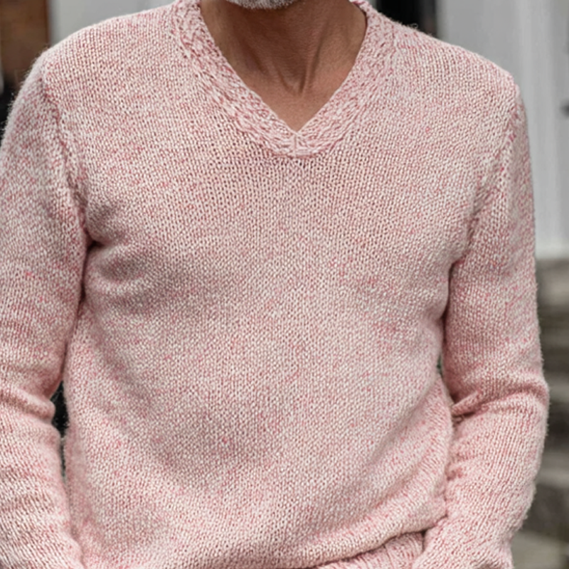 Pánský svetr s výstřihem do V v jednobarevném provedení MTA1426H7X