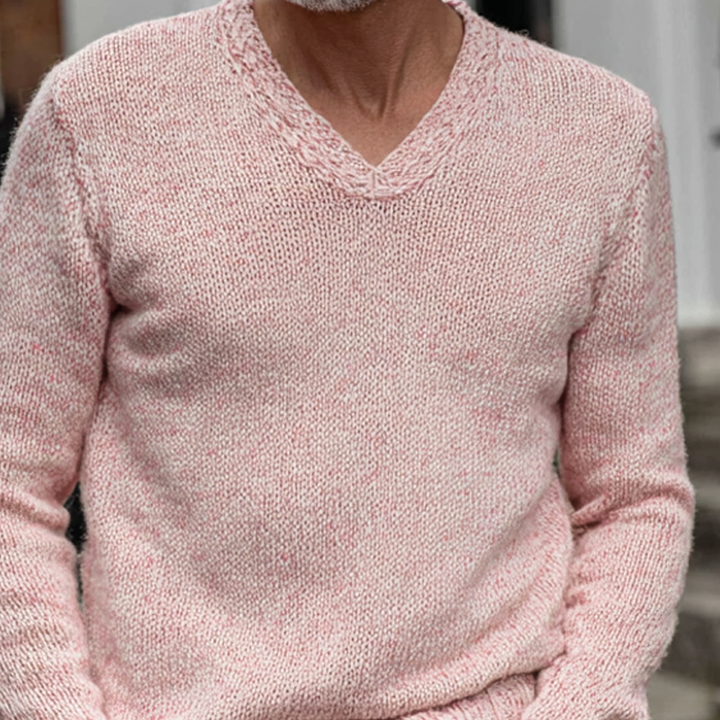 Pánský svetr s výstřihem do V v jednobarevném provedení MTA1426H7X