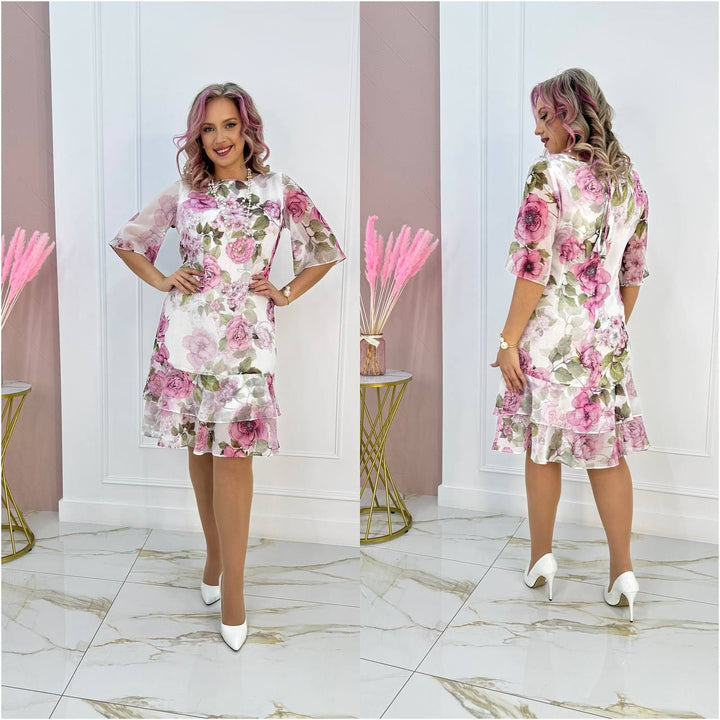 Samanta | Letní volná šaty s kulatým výstřihem a krátkým rukávem