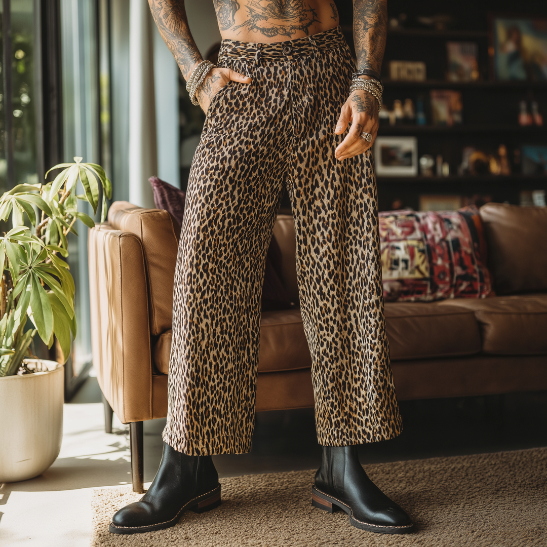 Pánské Casual Kalhoty s Leopardím Vzorem z Bavlny MTA1529H9P