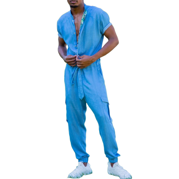 Pánský Casual Kombinéza s Krátkým Rukávem a Kulatým Výstřihem MTA1160F3X