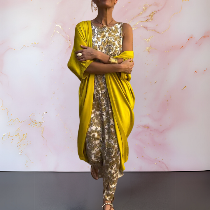 Božena | Elegantní Dlouhá Šaty s Přizpůsobeným Kardiganem