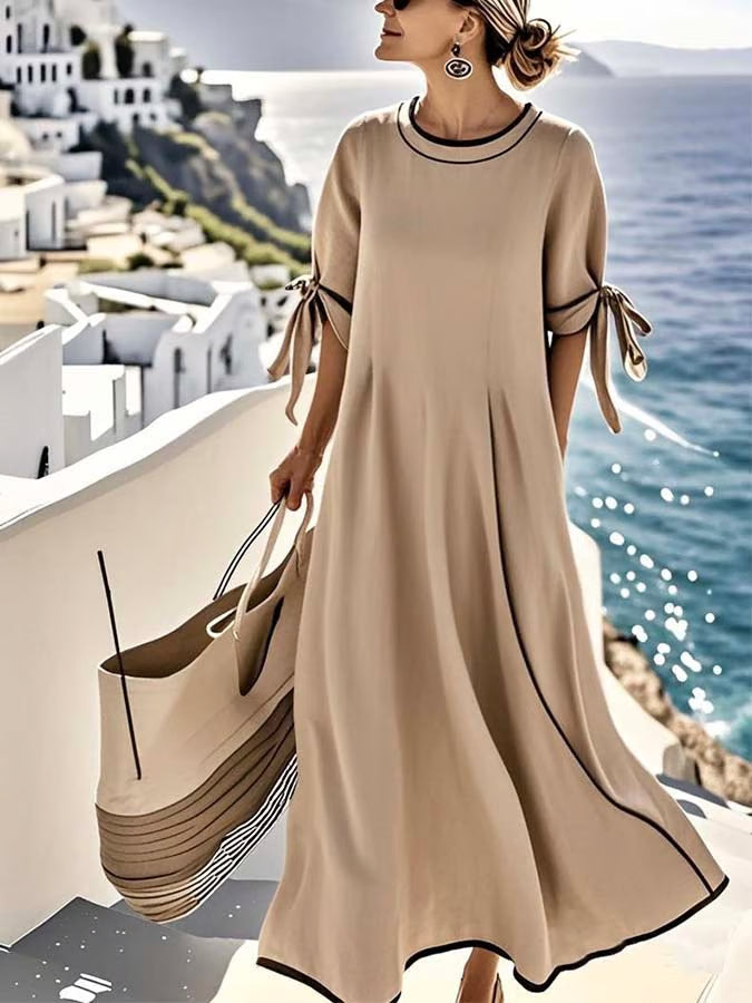 Amira – Volná Šaty s Uvázáním a Pásky