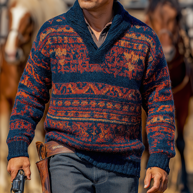 Pánský Vintage Casual Western Ranch Svetr MTA1544H6TO