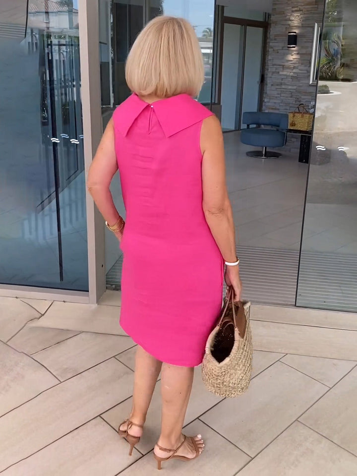 Mariella | Šaty z kvalitní mačkané látky s otevřeným límcem na zádech, společenské šaty