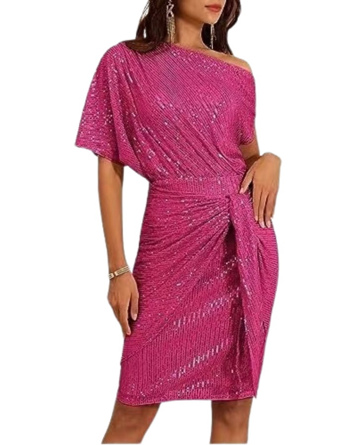 Klaudia | Šaty na Jedno Rameno s Flitry na Párty