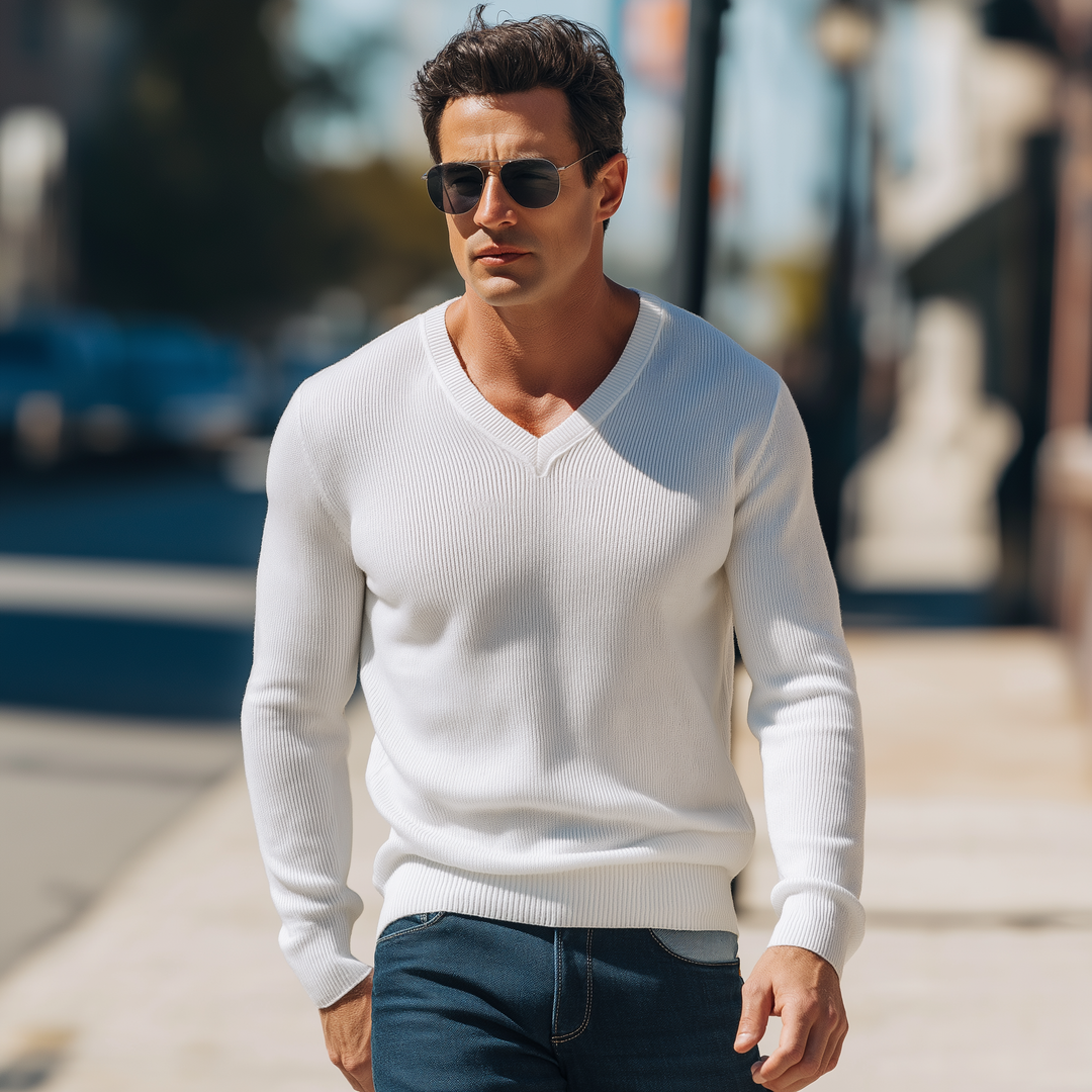 Pánský Jednoduchý Pletený Svetr v Jednobarevné Variantě MTA1158H7P