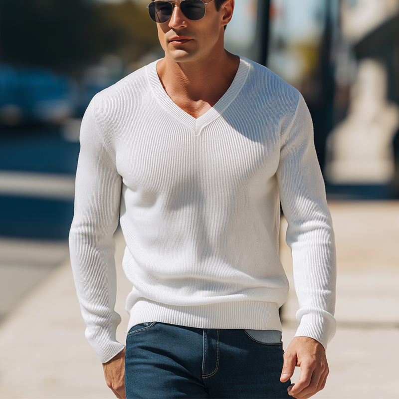 Pánský Jednoduchý Pletený Svetr v Jednobarevné Variantě MTA1158H7P