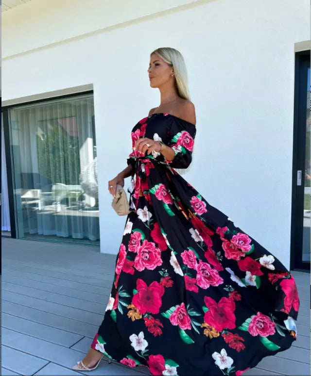 Karolina | Coastal Bloom Maxi Šaty