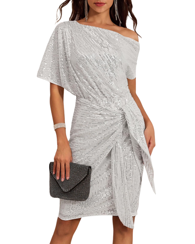 Klaudia | Šaty na Jedno Rameno s Flitry na Párty