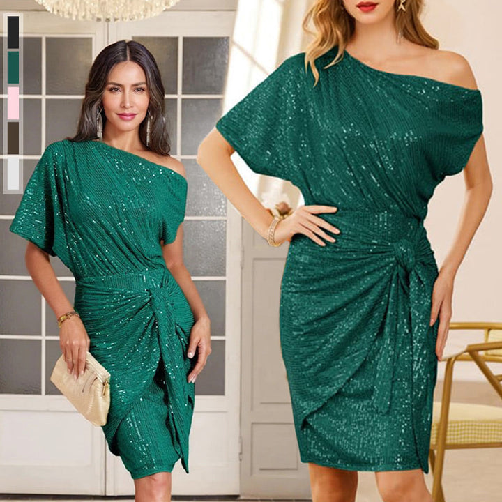 Klaudia | Šaty na Jedno Rameno s Flitry na Párty