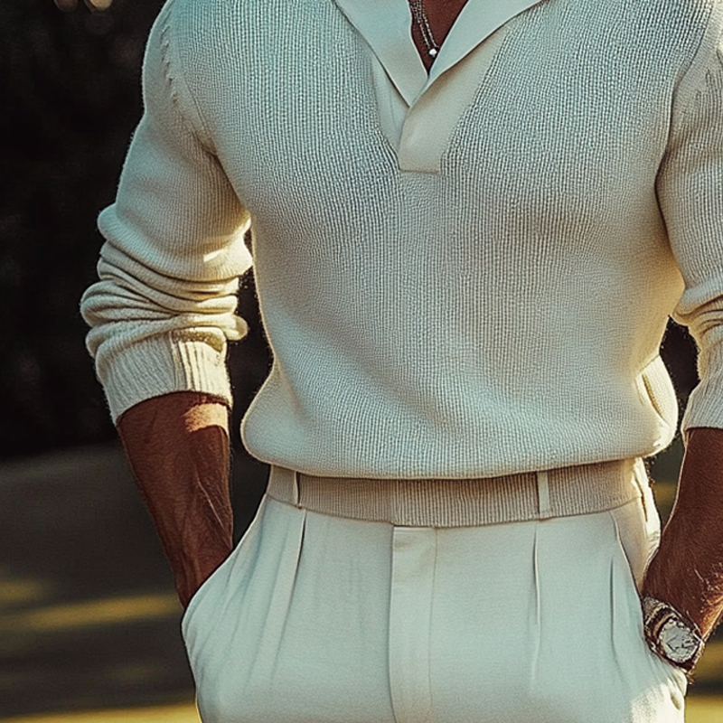 Pánský Pletený Svetr v Jednoduché Barvě s Volným Střihem MTA2768H6X