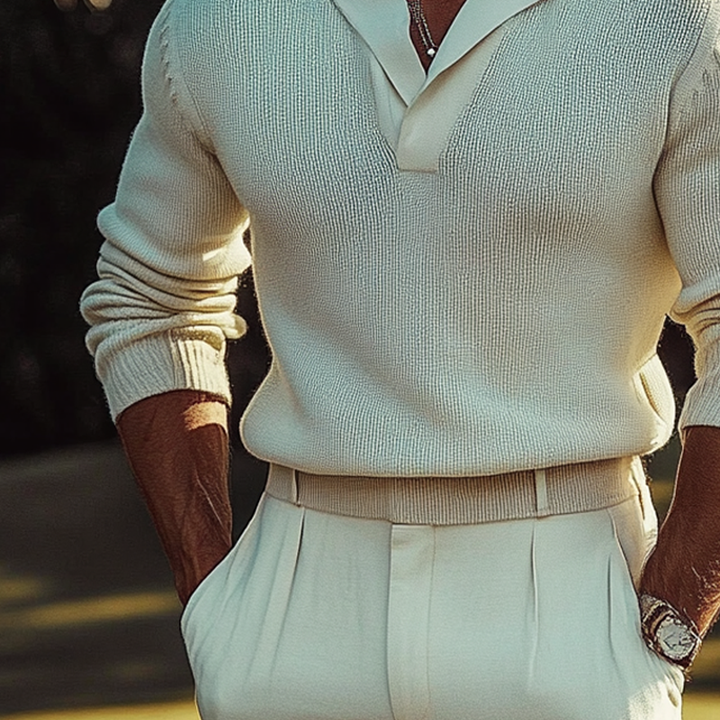 Pánský Pletený Svetr v Jednoduché Barvě s Volným Střihem MTA2768H6X