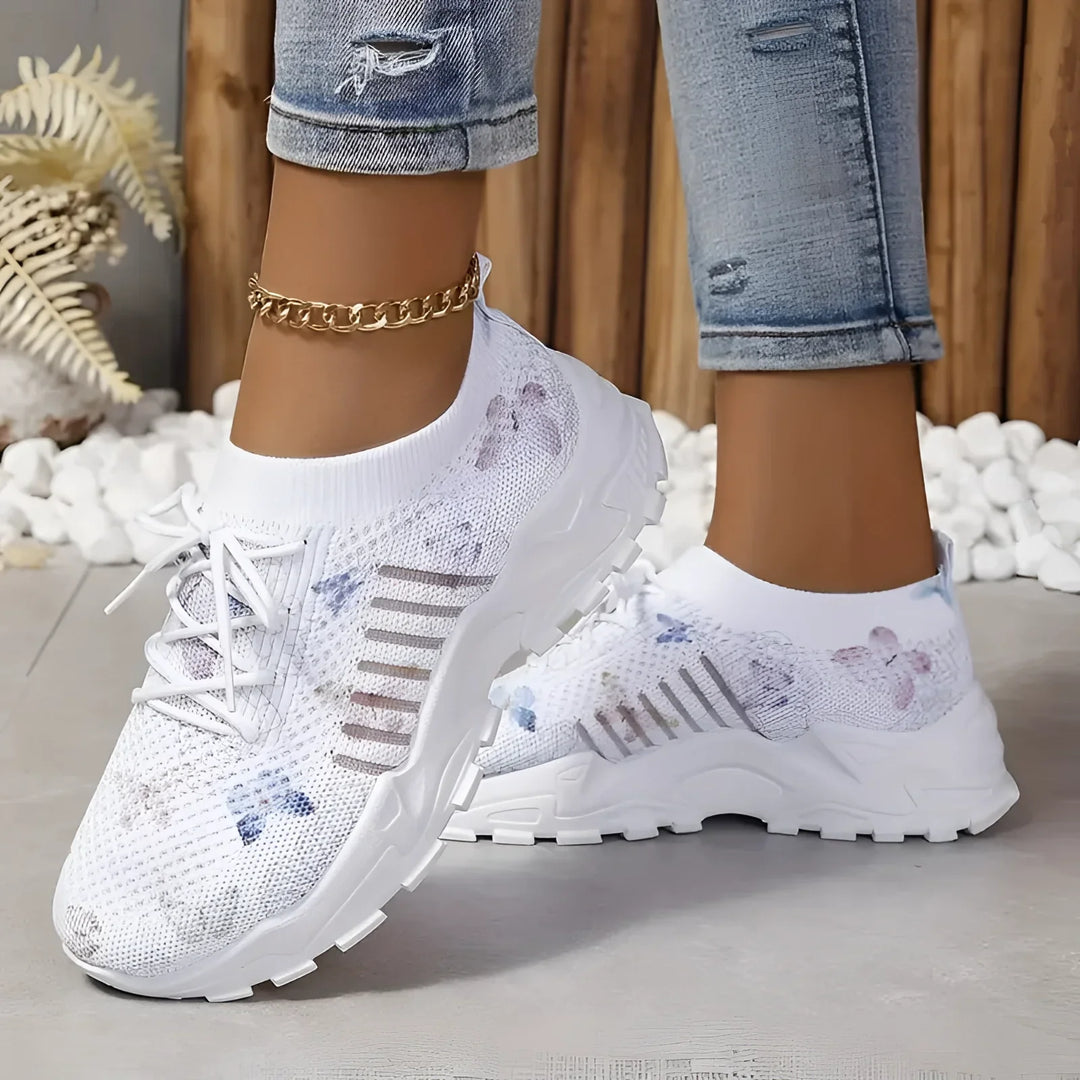 Růžové Běžecké Tenisky s Květnatým Vzorem