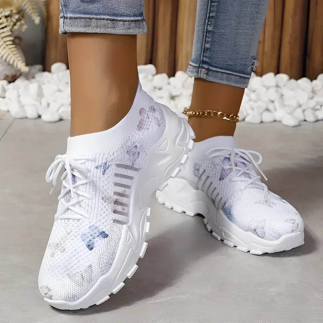 Růžové Běžecké Tenisky s Květnatým Vzorem