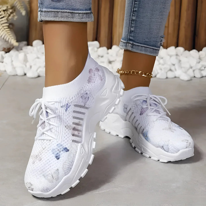 Růžové Běžecké Tenisky s Květnatým Vzorem