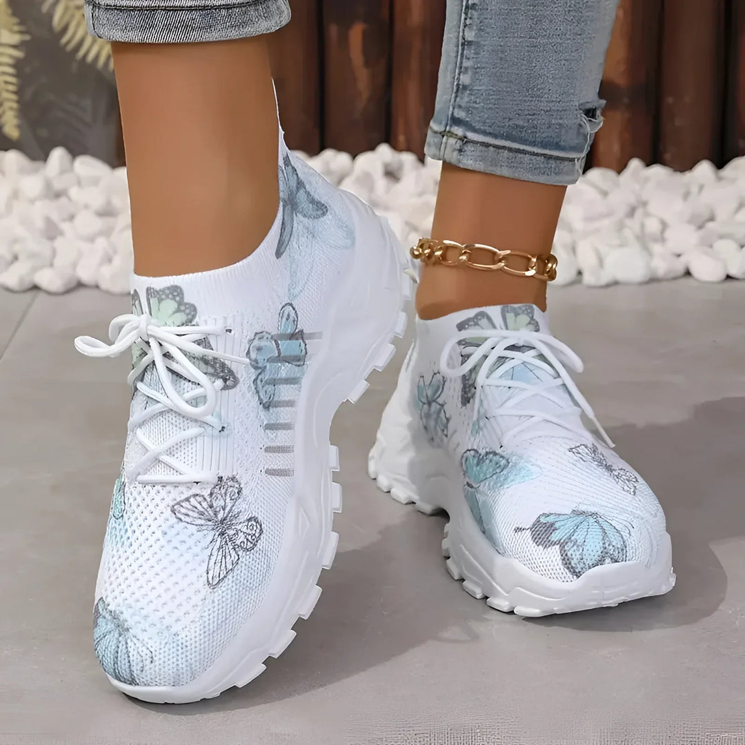 Růžové Běžecké Tenisky s Květnatým Vzorem