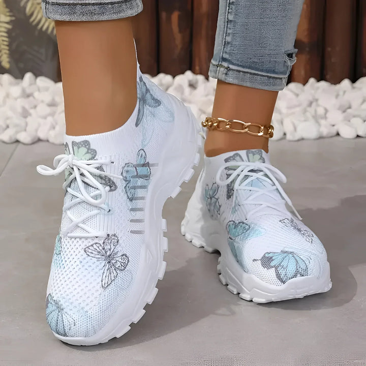 Růžové Běžecké Tenisky s Květnatým Vzorem