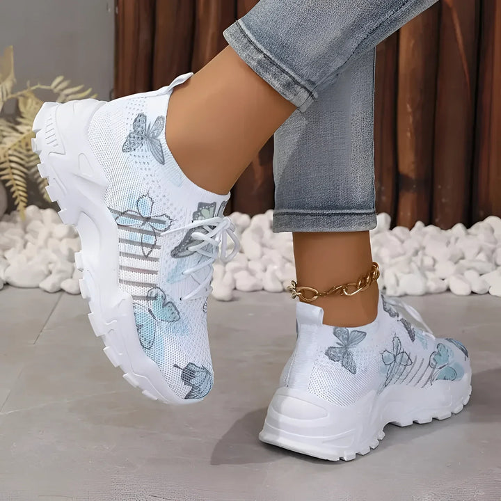 Růžové Běžecké Tenisky s Květnatým Vzorem