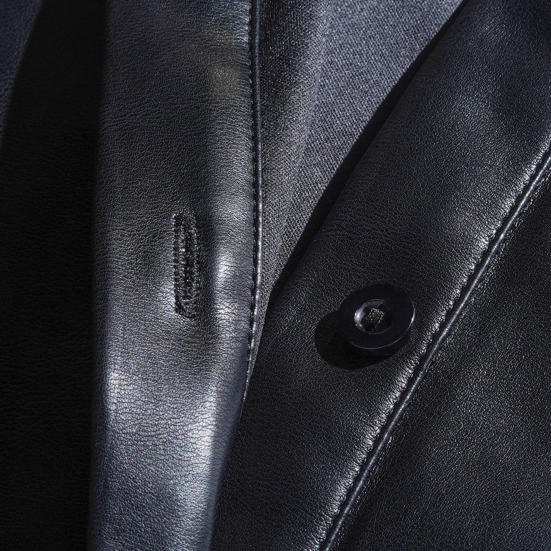 Pánská Klasická Casual Slim Fit Kožená Košile s Dlouhým Rukávem 79897850K