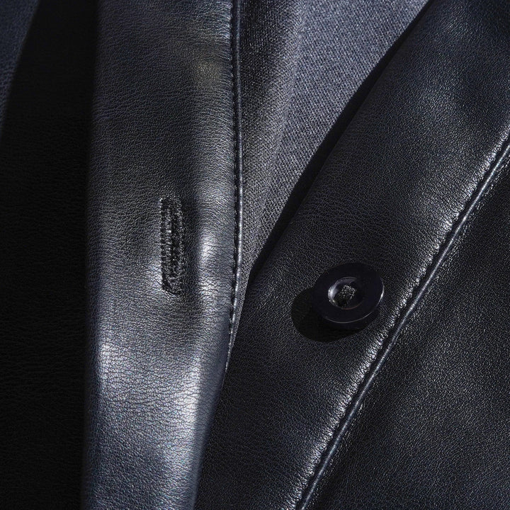 Pánská Klasická Casual Slim Fit Kožená Košile s Dlouhým Rukávem 79897850K