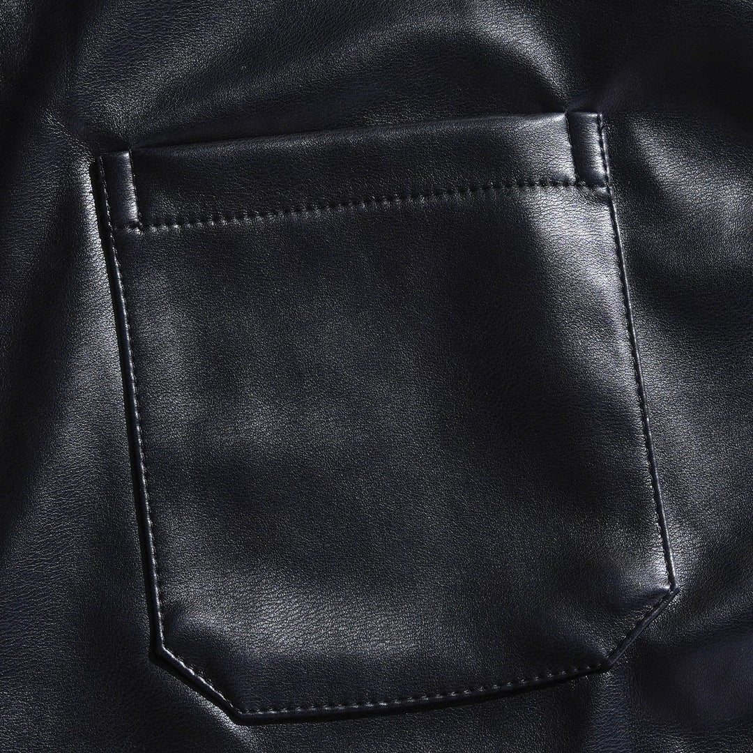 Pánská Klasická Casual Slim Fit Kožená Košile s Dlouhým Rukávem 79897850K